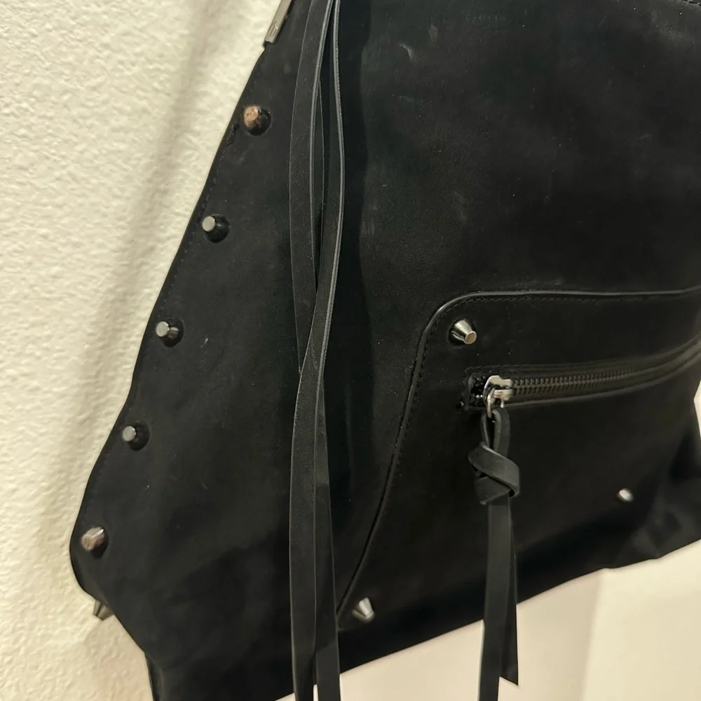 Joe’s Jeans black suede studded handbag purse satchel